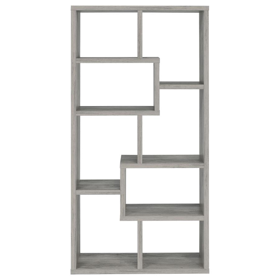 Geometric Gray Driftwood Bookcase