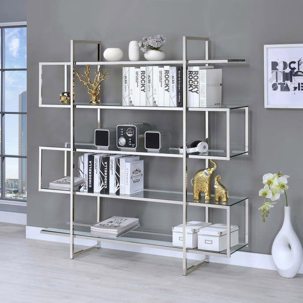 Contemporary Chrome & Glass Bookcase