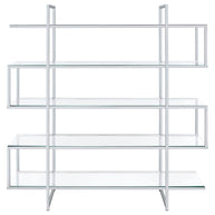 Contemporary Chrome & Glass Bookcase