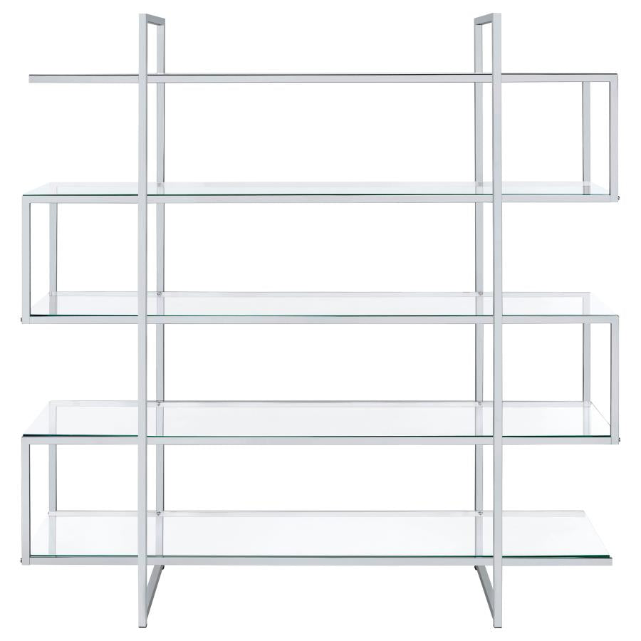 Contemporary Chrome & Glass Bookcase