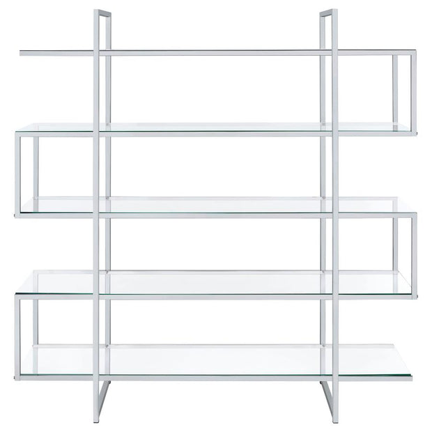 Contemporary Chrome & Glass Bookcase