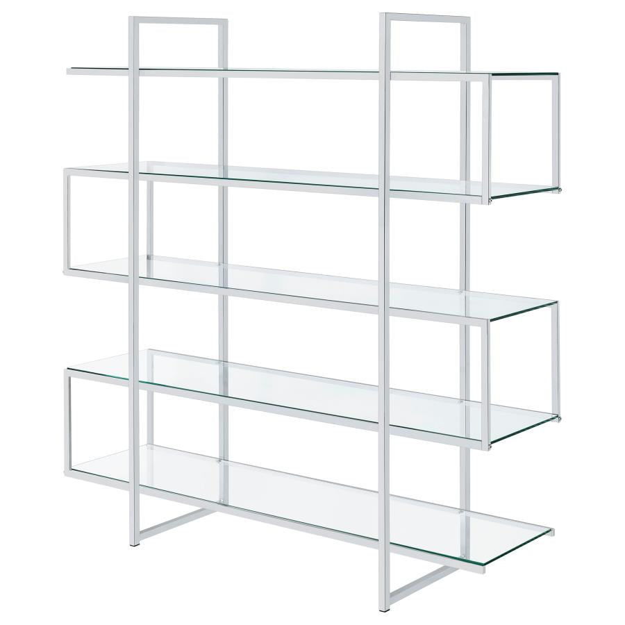 Contemporary Chrome & Glass Bookcase