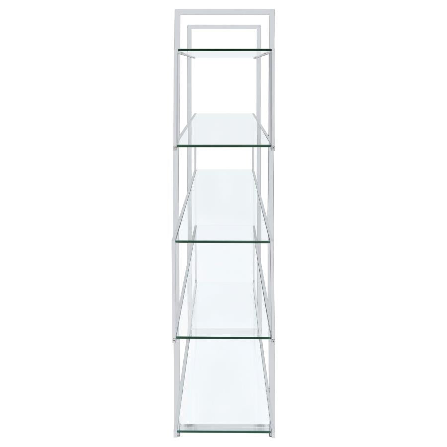 Contemporary Chrome & Glass Bookcase