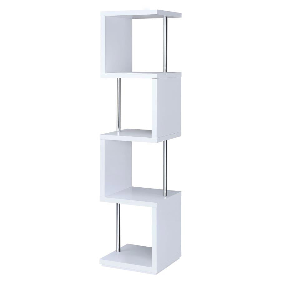 4-Shelf Geometric & Chrome bookcase