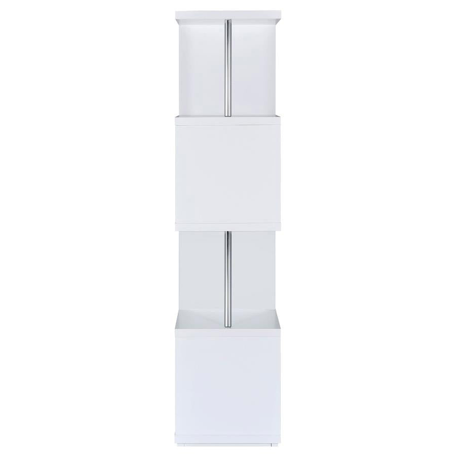 4-Shelf Geometric & Chrome bookcase