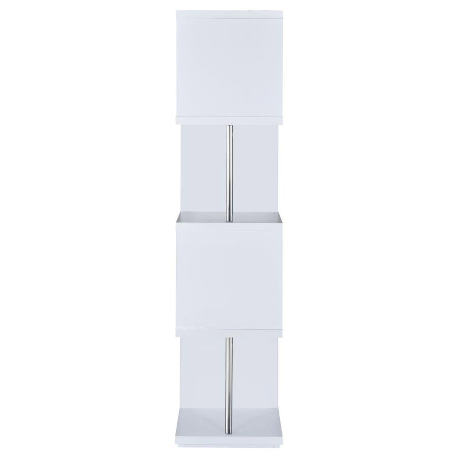 4-Shelf Geometric & Chrome bookcase
