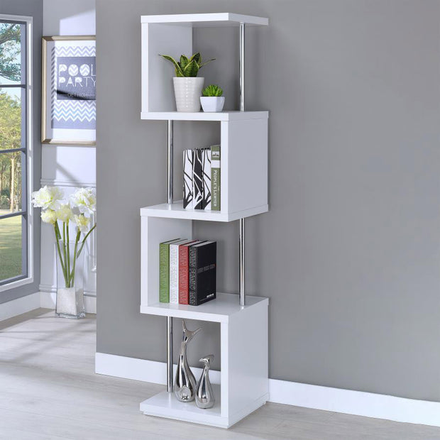 4-Shelf Geometric & Chrome bookcase