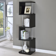 4-Shelf Geometric & Chrome bookcase