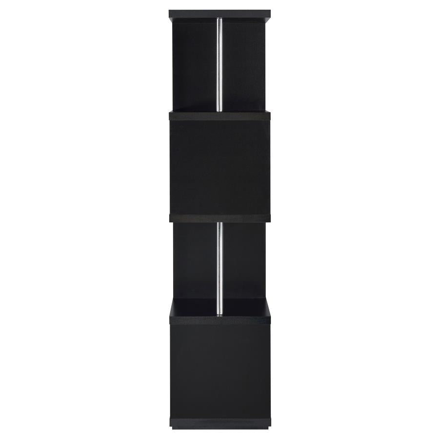 4-Shelf Geometric & Chrome bookcase