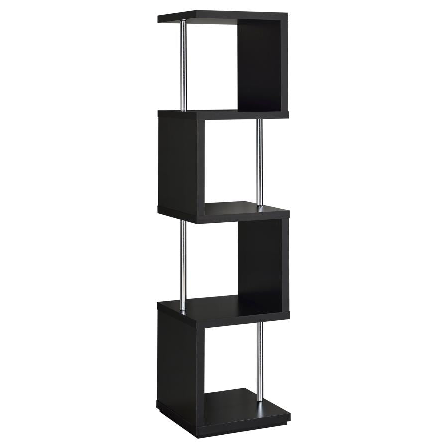 4-Shelf Geometric & Chrome bookcase