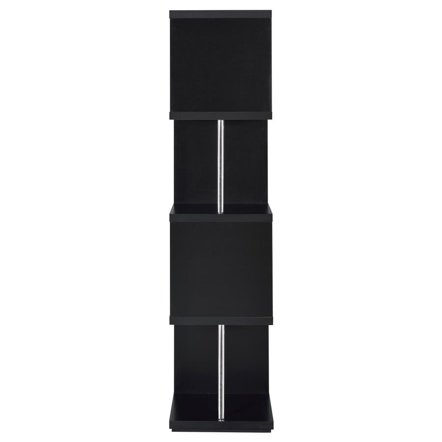 4-Shelf Geometric & Chrome bookcase
