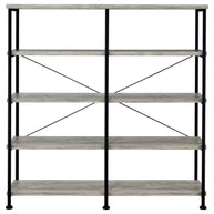 Horizontal Gray Driftwood & Black Finish Bookcase