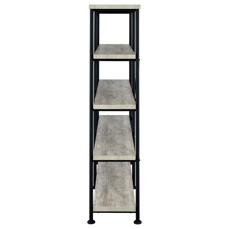 Horizontal Gray Driftwood & Black Finish Bookcase