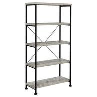 Vertical Gray Driftwood & Black Finish Bookcase