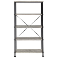 Vertical Gray Driftwood & Black Finish Bookcase