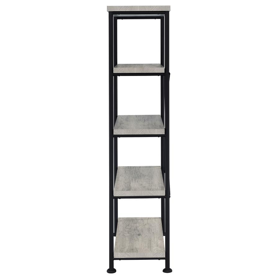 Vertical Gray Driftwood & Black Finish Bookcase