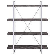 Contemporary Gray Herringbone Bookshelf