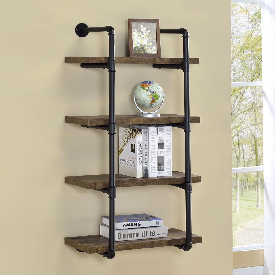 Black & Oak Industrial-Inspired Plumbing Pipe Bookshelf
