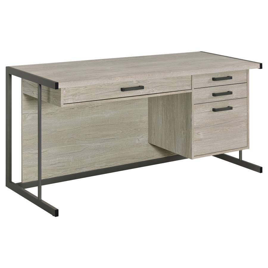 Contemporary White Washed Gray Desk