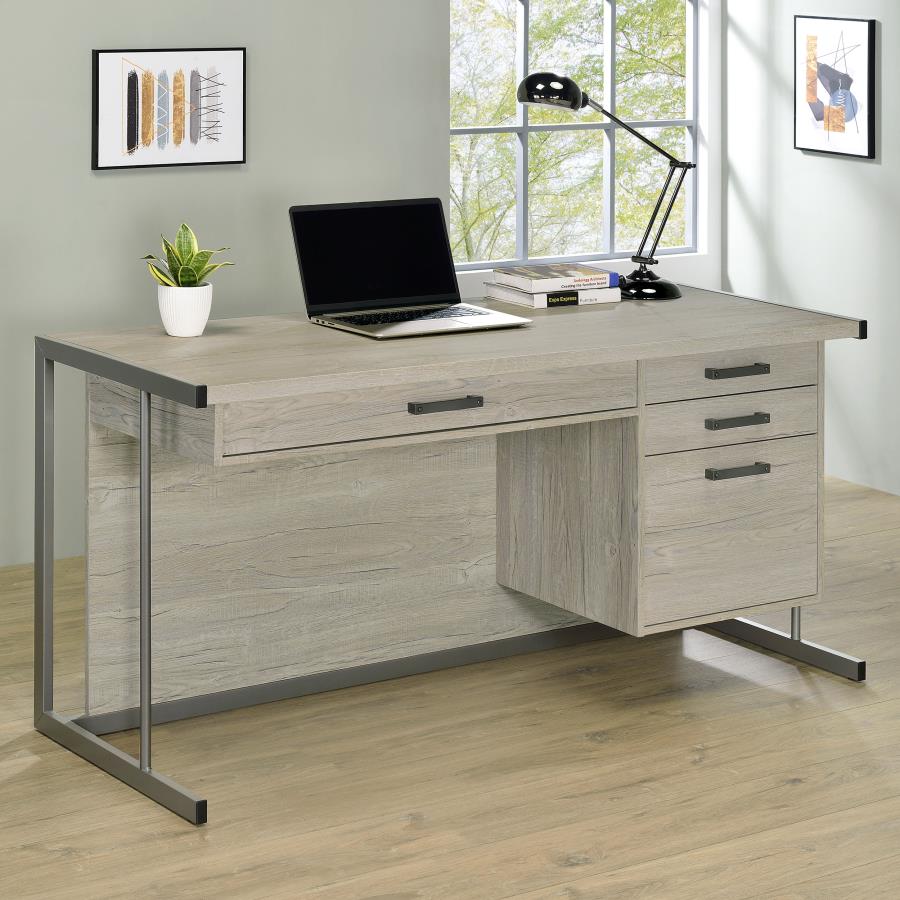 Contemporary White Washed Gray Desk