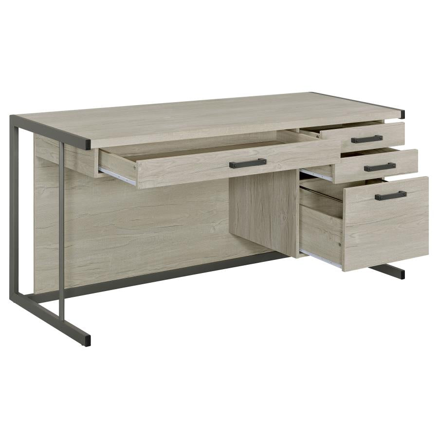 Contemporary White Washed Gray Desk