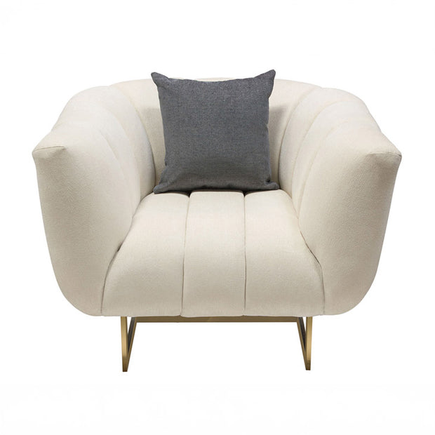 Cream & Gold Channel Tufted Accent Chair