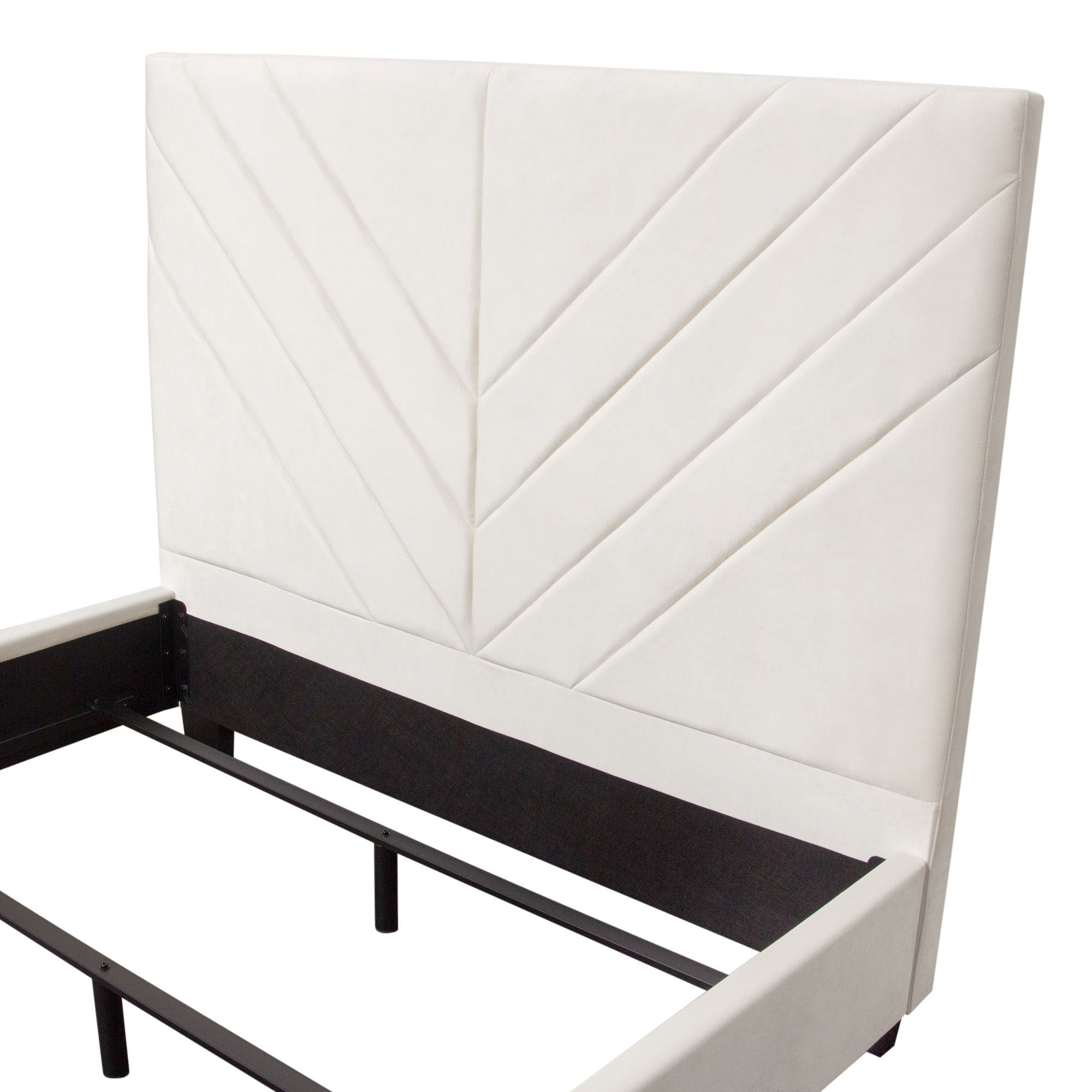 Light Cream Velvet Bed Frame