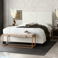 Light Cream Velvet Bed Frame