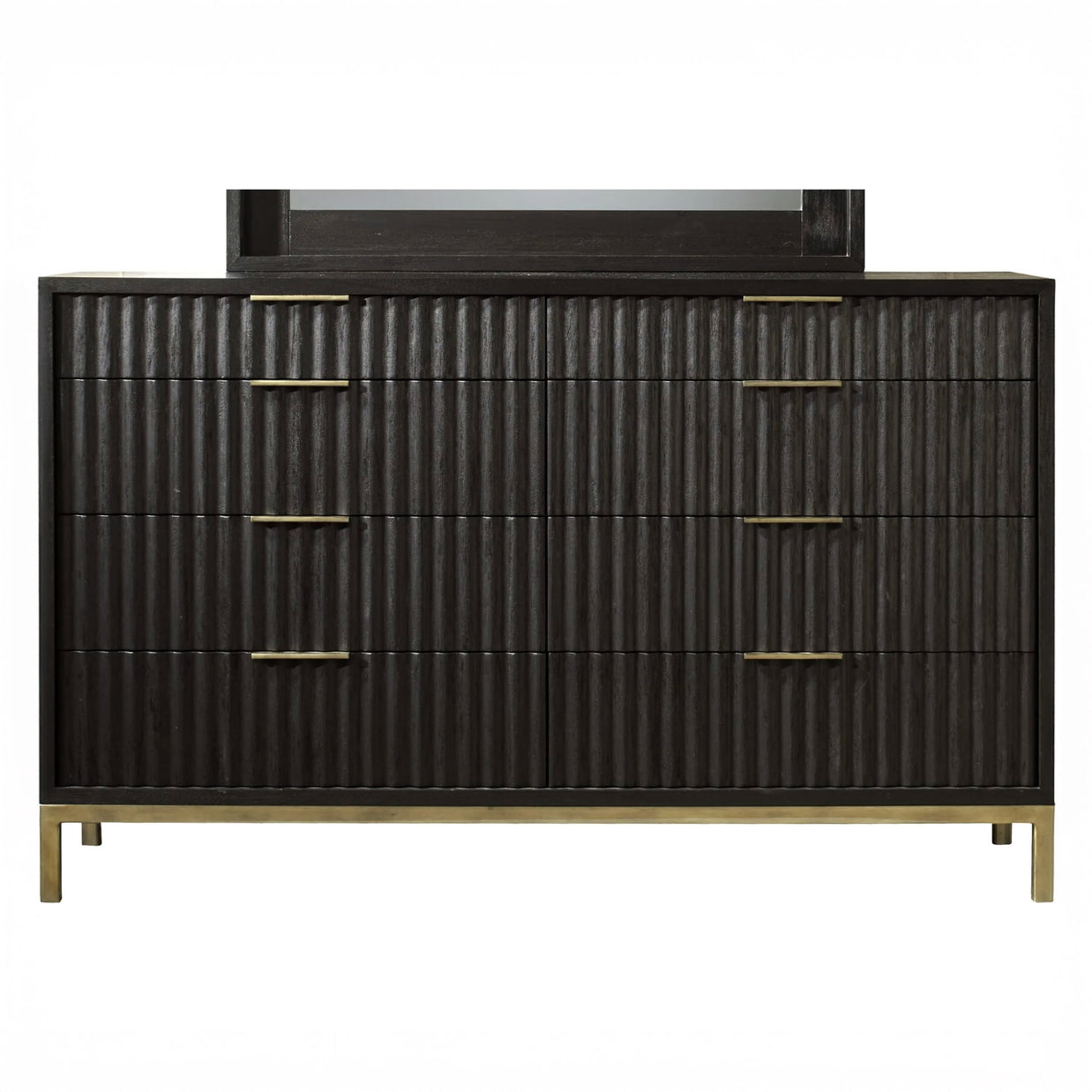 Modern Black Oak & Brass Dresser