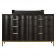 Modern Black Oak & Brass Dresser