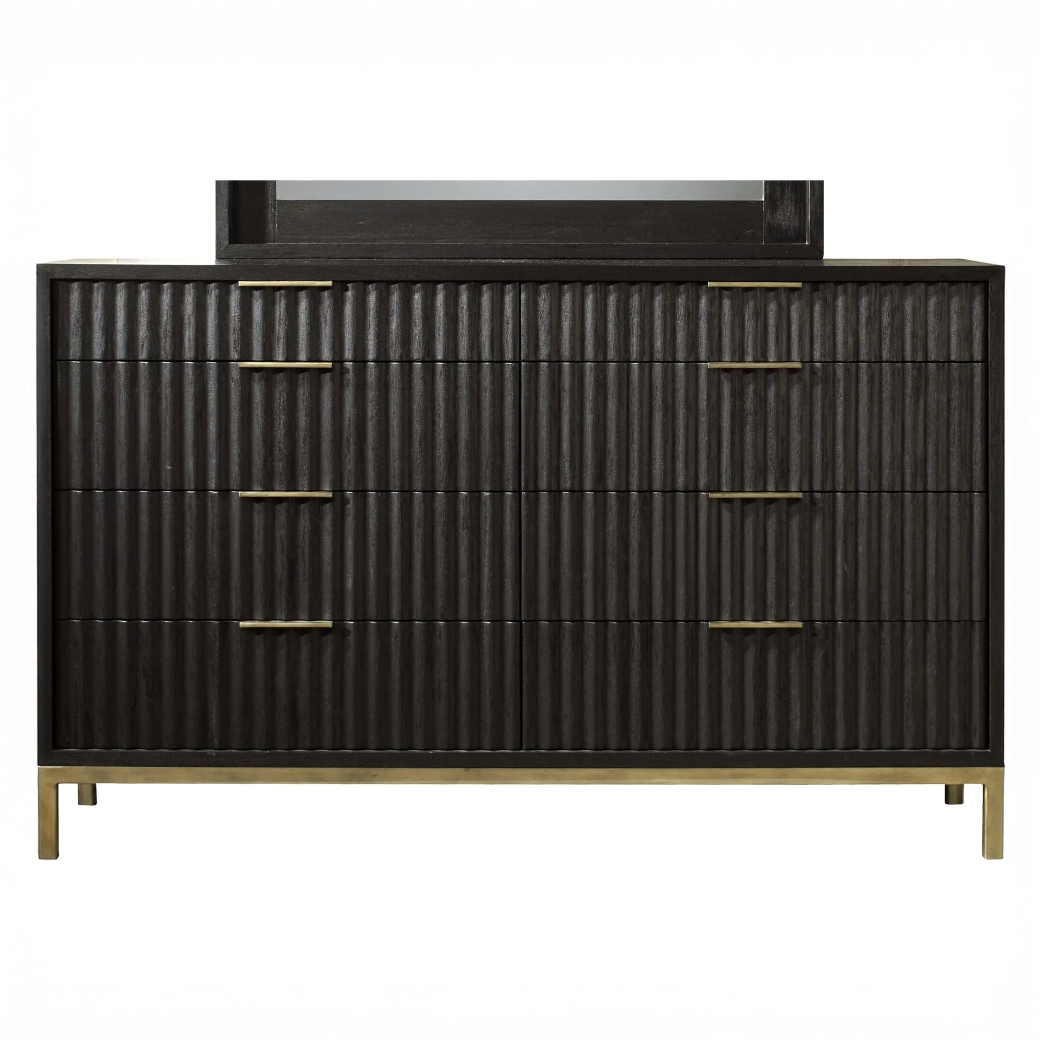 Modern Black Oak & Brass Dresser