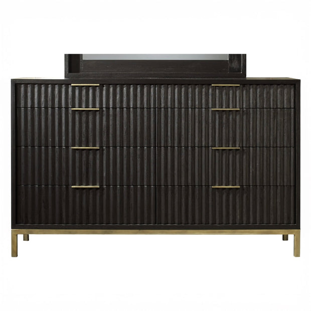 Modern Black Oak & Brass Dresser