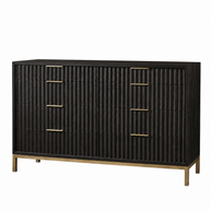 Modern Black Oak & Brass Dresser