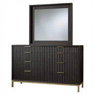 Modern Black Oak & Brass Dresser
