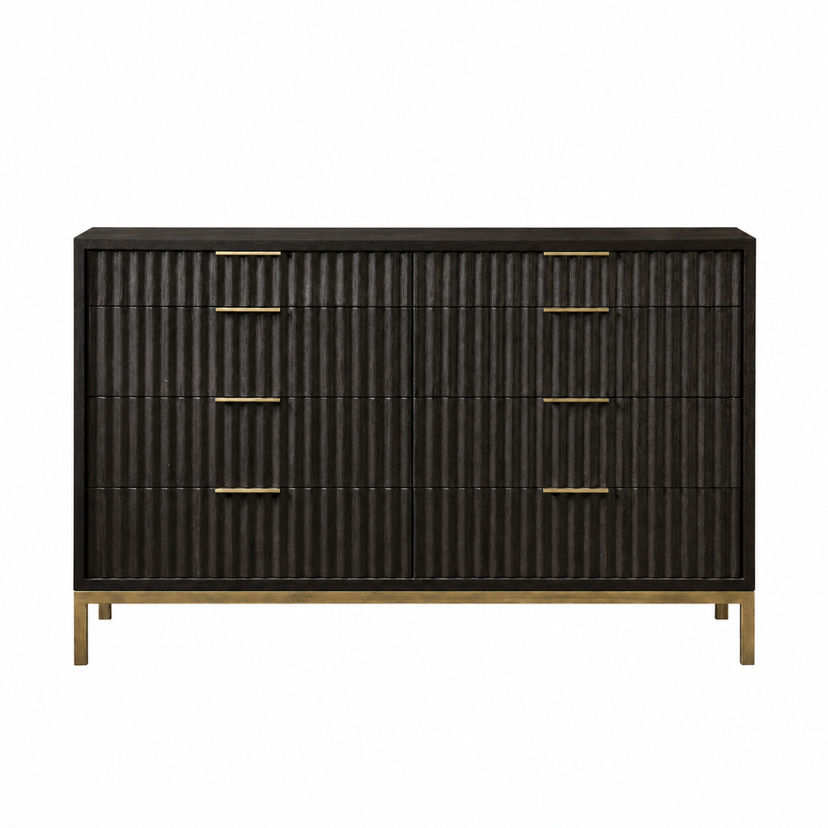 Modern Black Oak & Brass Dresser