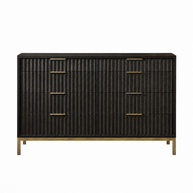 Modern Black Oak & Brass Dresser