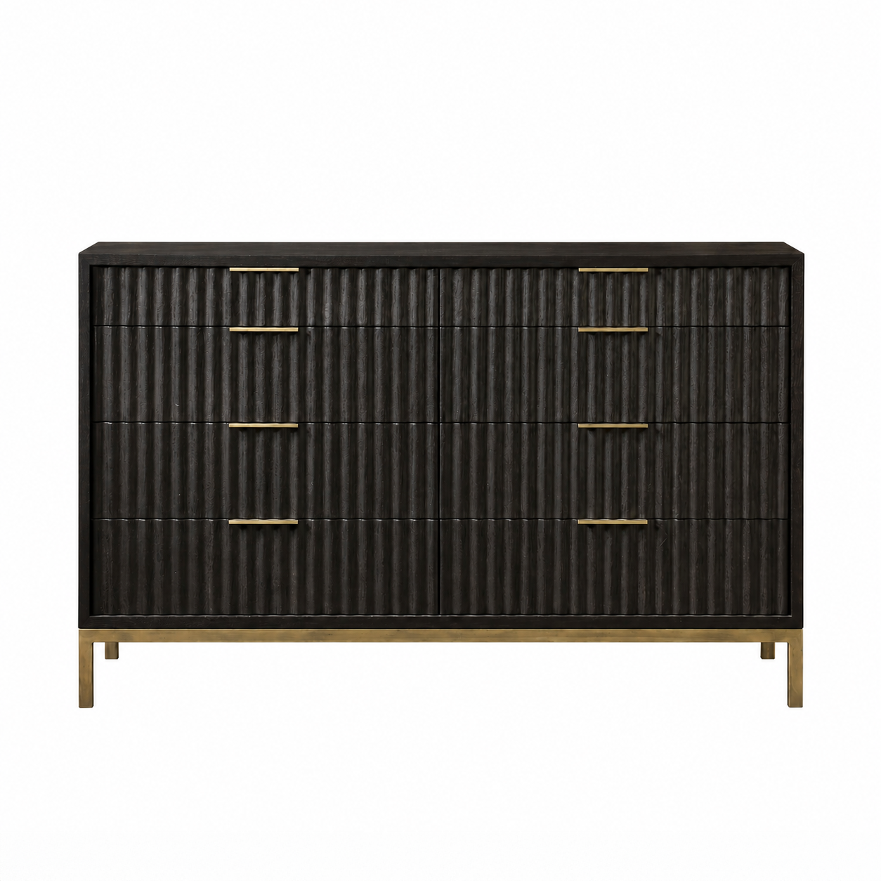 Modern Black Oak & Brass Dresser