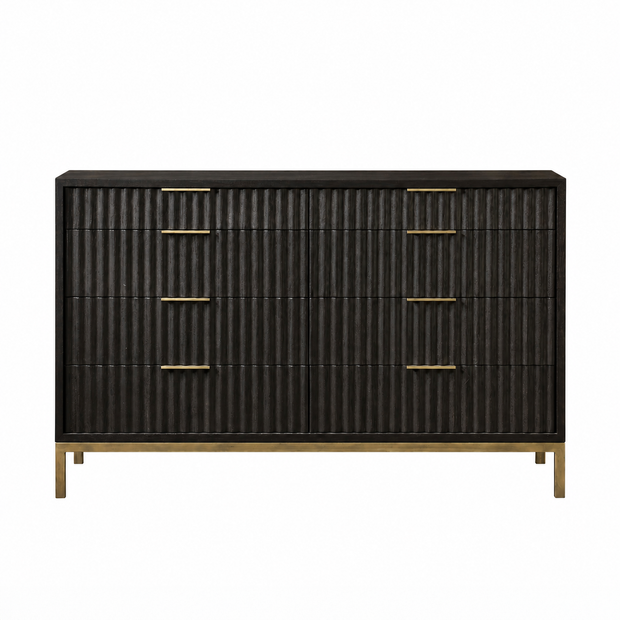 Modern Black Oak & Brass Dresser