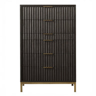 Modern Black Oak & Brass Chest of Drawers