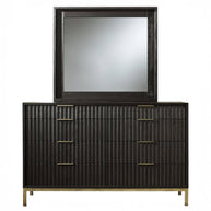 Modern Queen Black Oak & Brass 5 PC Bedroom Set