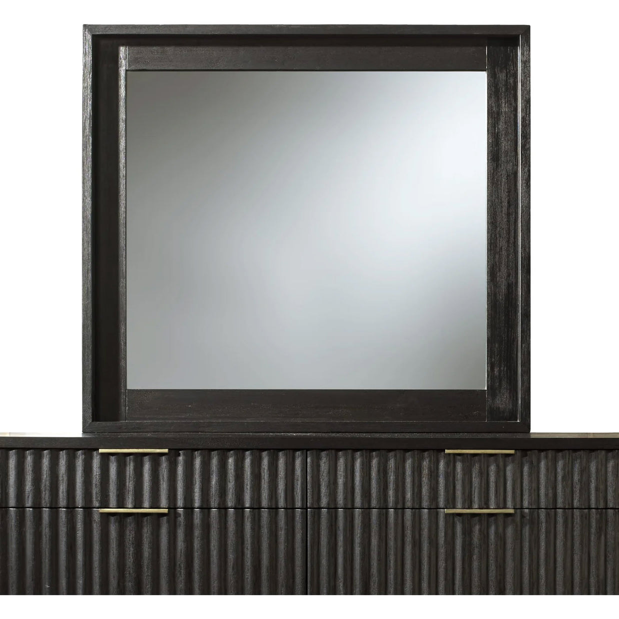 Modern Queen Black Oak & Brass 5 PC Bedroom Set