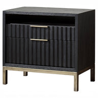 Modern Queen Black Oak & Brass 5 PC Bedroom Set