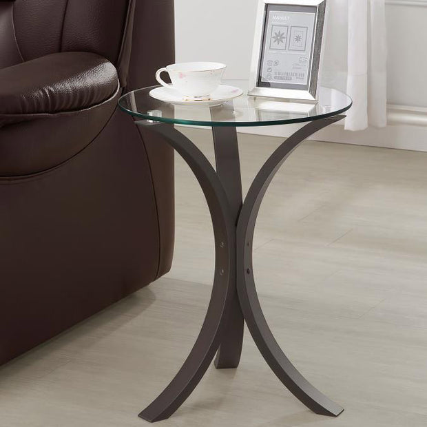 Modern Cappuccino & Glass Accent Table