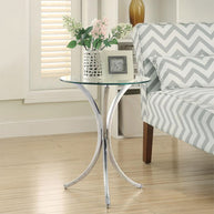 Modern Chrome & Glass Accent Table