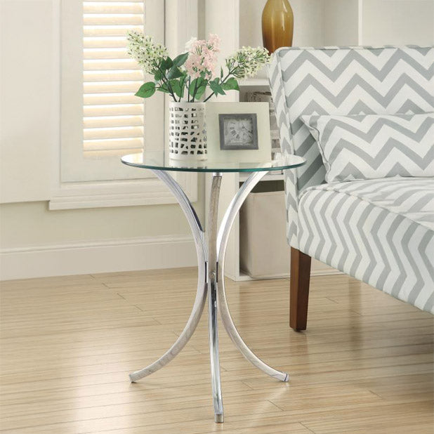 Modern Chrome & Glass Accent Table