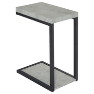Black Metal C-Table W/ Faux Cement Top