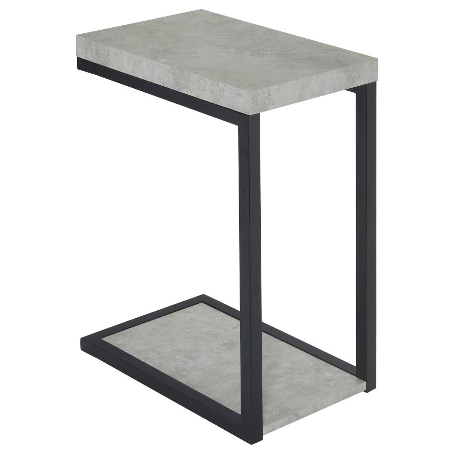 Black Metal C-Table W/ Faux Cement Top