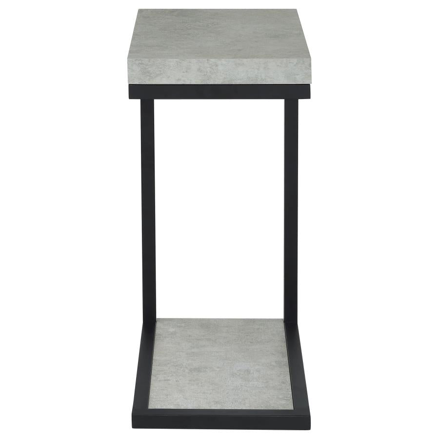 Black Metal C-Table W/ Faux Cement Top