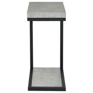 Black Metal C-Table W/ Faux Cement Top