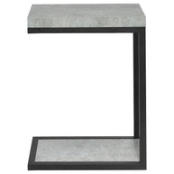 Black Metal C-Table W/ Faux Cement Top